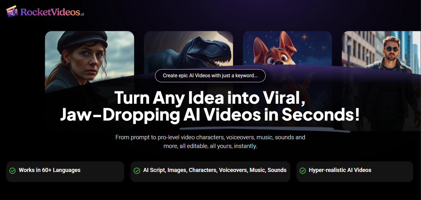 RocketVideosAI official AI video creation preview